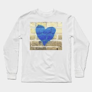 Blue Heart on the Wall Long Sleeve T-Shirt